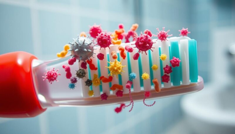 Harmful bacteria on toothbrushes